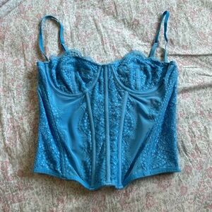 Blue Lace Corset Top